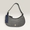 NWT Tommy Hilfiger TH Monogram Small Half-Moon Shoulder Bag Purse Cream Black