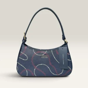 NWT Tommy Hilfiger Chain Print Shoulder Bag Navy Blue Purse