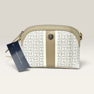 NWT Tommy Hilfiger Crossbody Beige TH Logo Small Shoulder Purse Bag