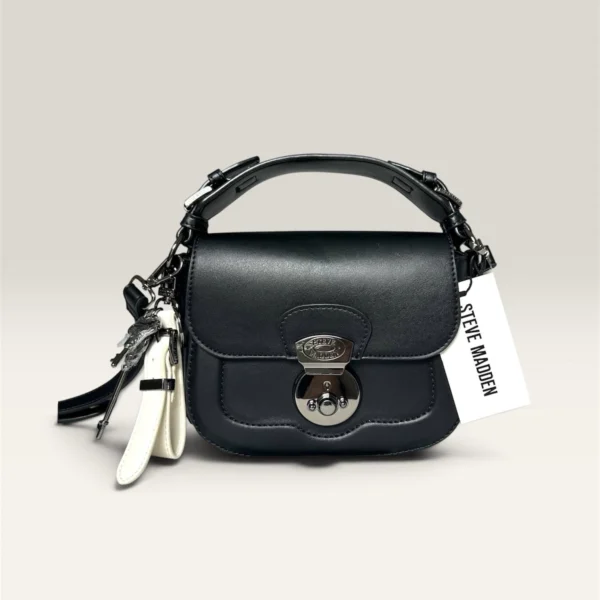 madden1 NWT Steve Madden Black Crossbody Saddle Bag With Black Accents