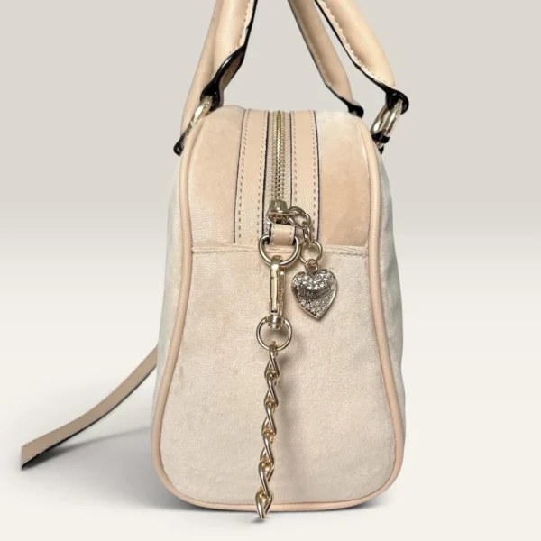 NWT Juicy Couture Sparkle Royal Satchel Buff Beige Velour Handbag Purse